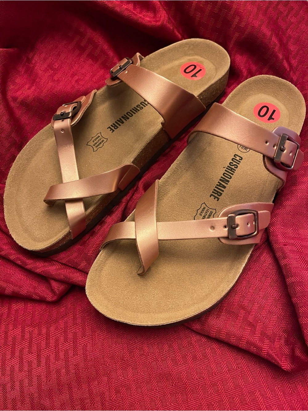 Women's Metallic Rose Sandal with Adjustable Buckles
